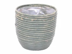 Potten En Vazen|ohgreen Pot round balloon stripe olive d24h24cm