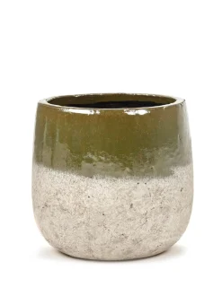 Potten En Vazen|ohgreen Rustic Pot dip 16,5x16,5x15,5 grn/znd