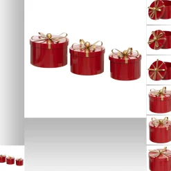 Thema Classic|Kerstdecoratie|ohgreen Set van 3 ronde metalen dozen