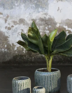 Potten En Vazen|ohgreen Sixties Pot ribbels blauw grijs d15,5 h14,5