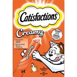 Kat Voeding|ohgreen Snacks voor katten |catisfactions 4x10g creamy snack kip