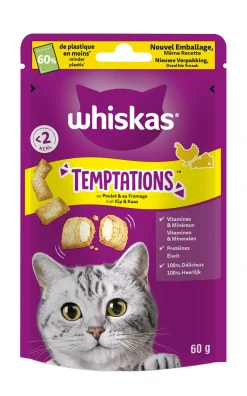 Kat Voeding|ohgreen Snacks voor katten |whiskas temptations kip 60g