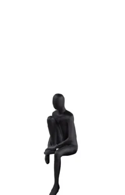 Beelden|ohgreen Standbeeld The Sitting Man Lifted Leg zandsteen antraciet