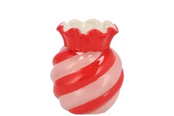 Potten En Vazen|ohgreen Sweety rood/roze vaas snoep 13x13