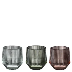 Sfeermakers|ohgreen Theelicht houder glas groen roze 3 assorti - h8xd8cm