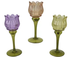 Sfeermakers|ohgreen Theelichthouder glas dia7.50-h22.50cm assortie