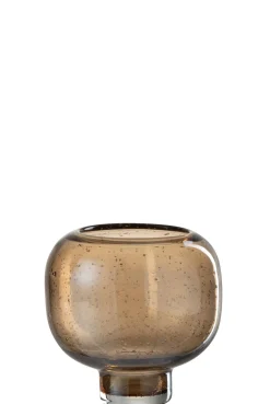 Potten En Vazen|ohgreen Vaas op voet rond glas amber s (16x16x16cm)