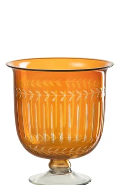 Potten En Vazen|ohgreen Vaas romeins hals glas oranje