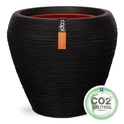 Kunststof|Ecocheques|ohgreen Vaas taps rond rib 42x38 zwart
