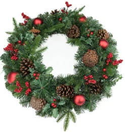 Kerstkransen En Guirlandes Kunststof|ohgreen Victoria garland cones & red deco mat l180cm
