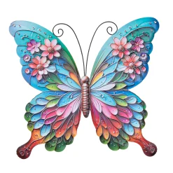 Decoratie|ohgreen Vlinder met bloemen wand decoratie 16,8x18cm